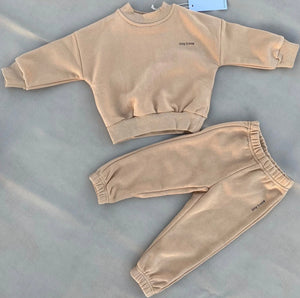 TINY TROVE WOODIE LOGO TRACKSUIT - FAWN